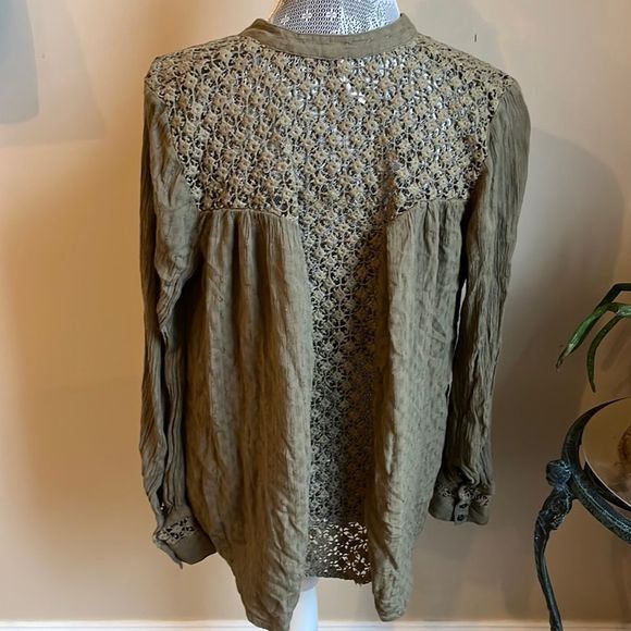 Free People Olive Button Down Shirt - Picture 5 of 10